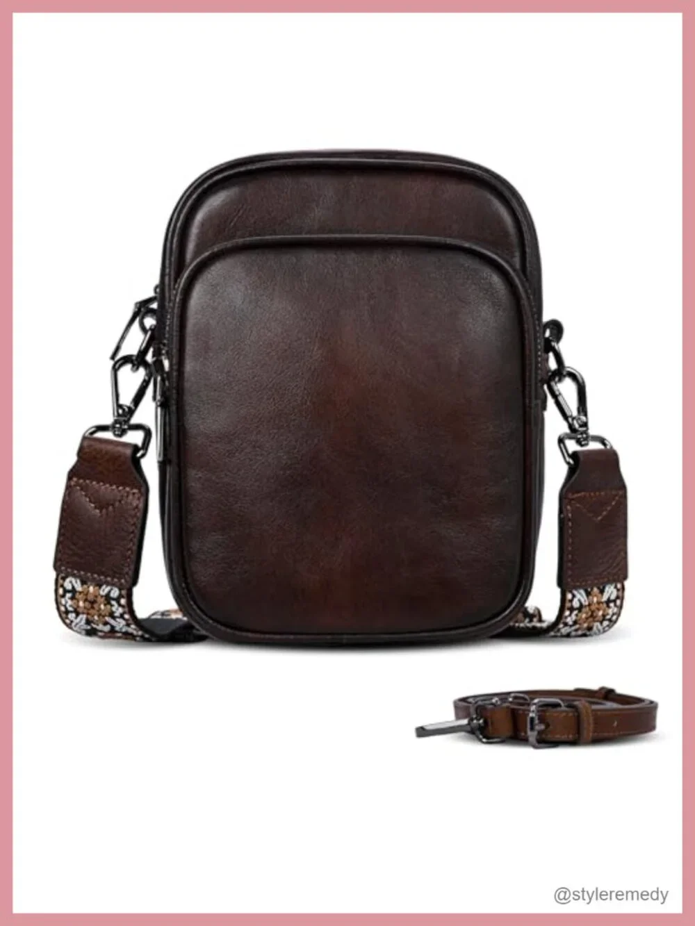 Genuine Leather RFID Crossbody Bag for Women Anti-Theft 2 Straps Adjustable